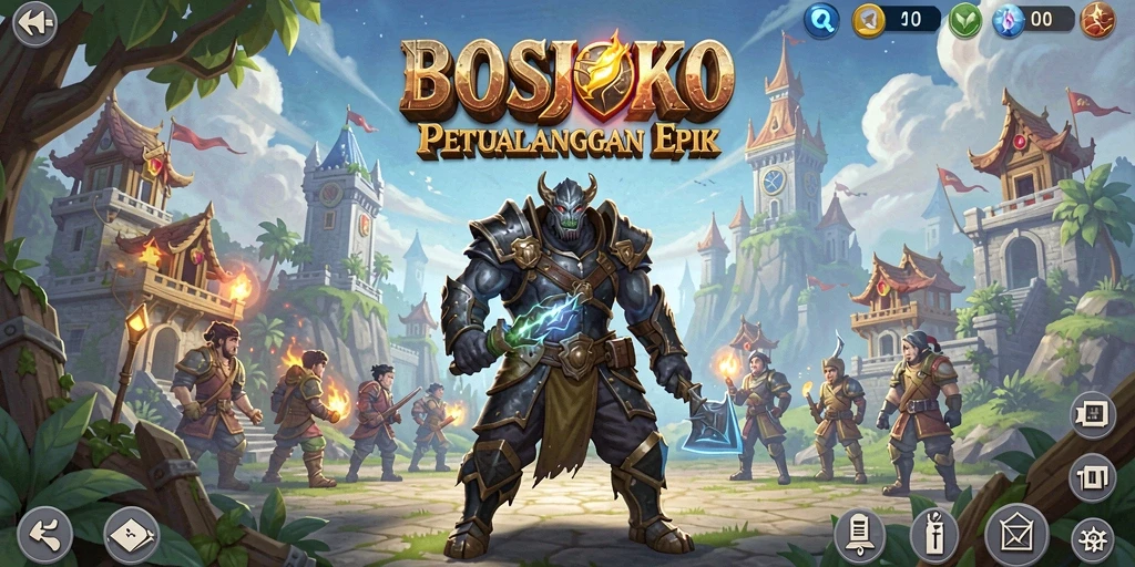Tampilan gameplay utama BOSJOKO yang menarik dan penuh aksi.