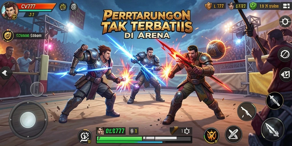 Tampilan utama gameplay CV777 dengan aksi pertarungan yang mendebarkan.