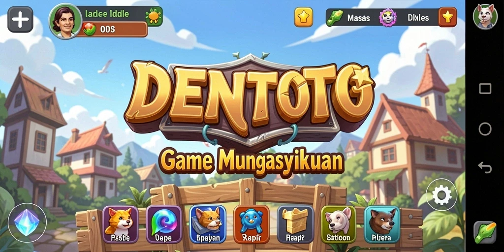 Tangkapan layar gameplay DENTOTO yang menampilkan kemajuan dalam permainan Idle.