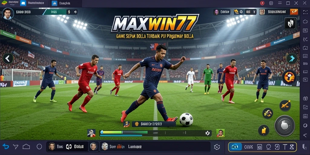 Tampilan gameplay menarik dalam MAXWIN77 dengan aksi sepak bola yang mendebarkan.