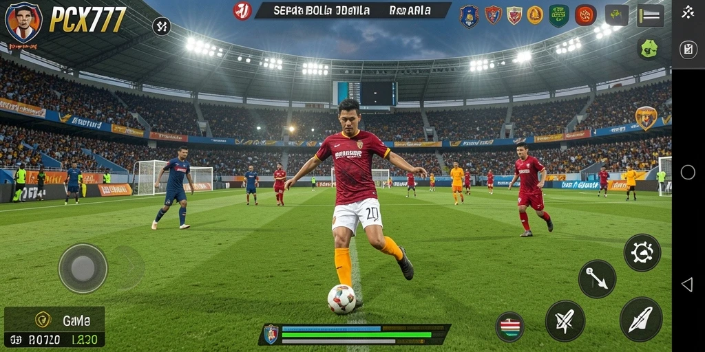 Tampilan gameplay PCX777 dengan aksi seru di lapangan.