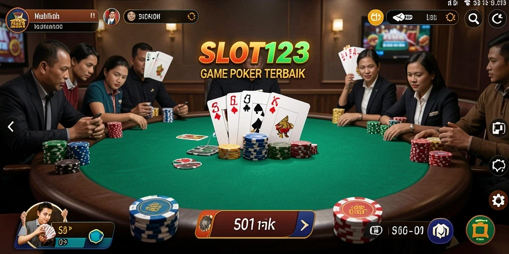 Tampilan screenshot menunjukkan gameplay seru dalam permainan Poker.