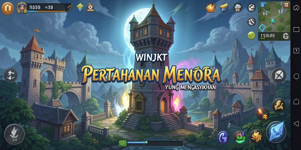 Gameplay WINJKT yang mendebarkan dengan menara dan musuh yang beragam.