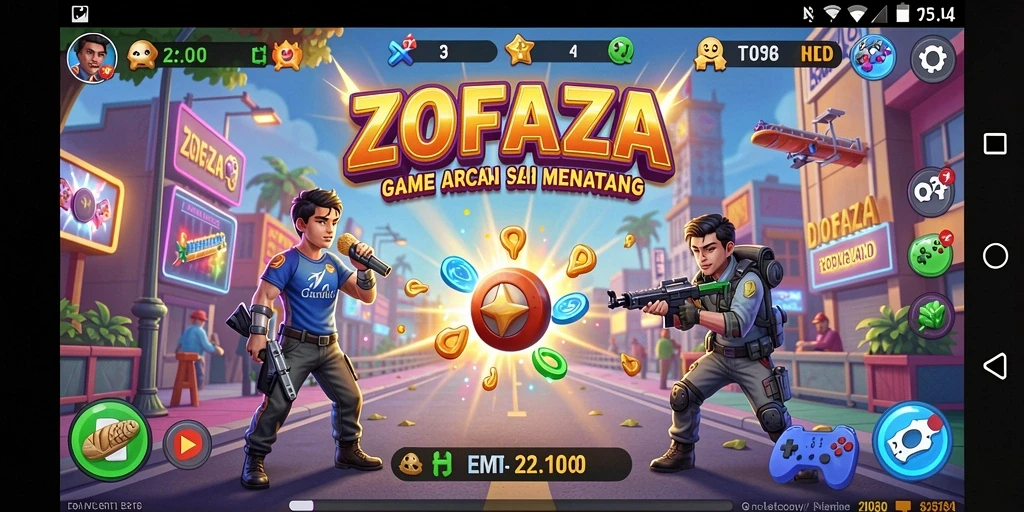 Tampilan gameplay menegangkan di ZOFAZA dengan beragam rintangan dan musuh.